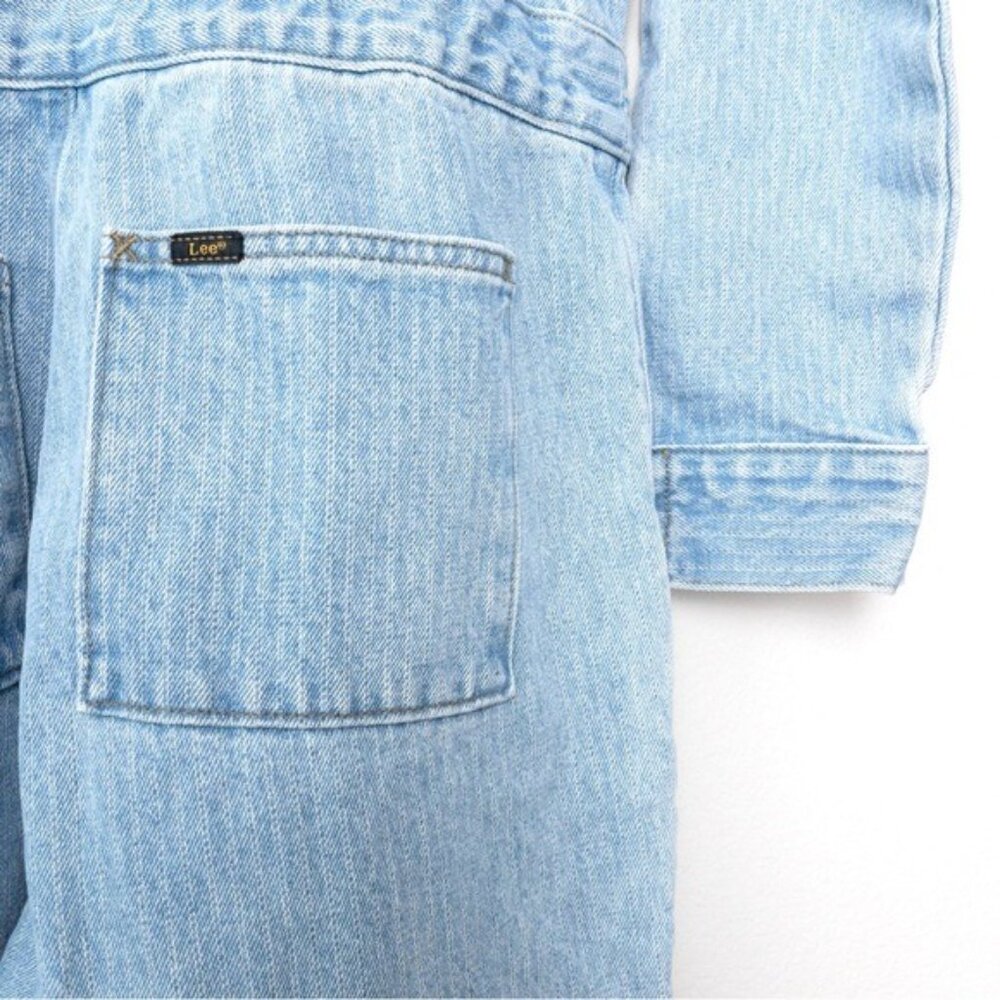 NWT Free People x Lee Union-Alls Coverall Denim Jumpsuit S Sky Blues Stripe - Picture 13 of 16